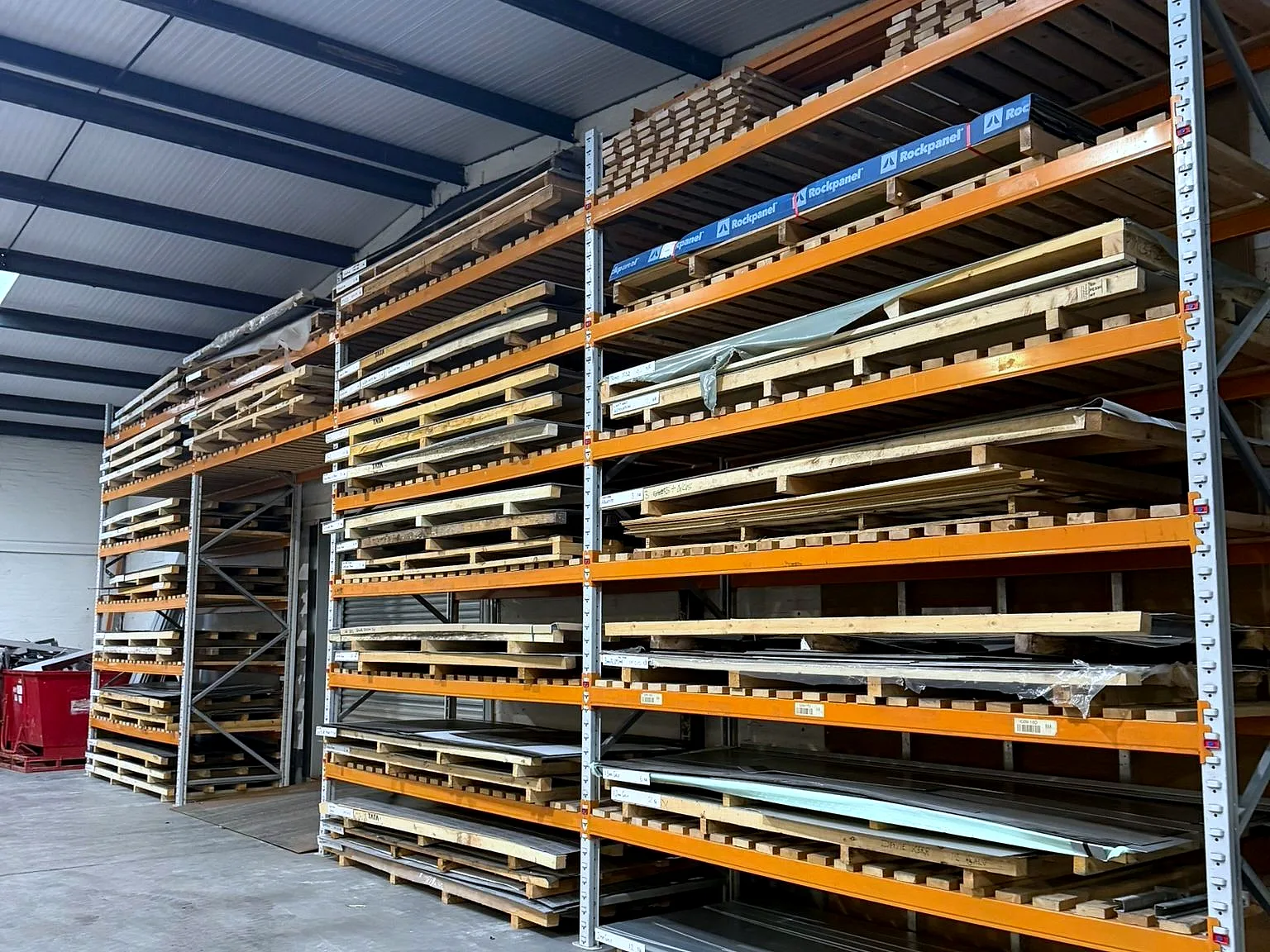 Sheet stock racked in our Irvine workshop